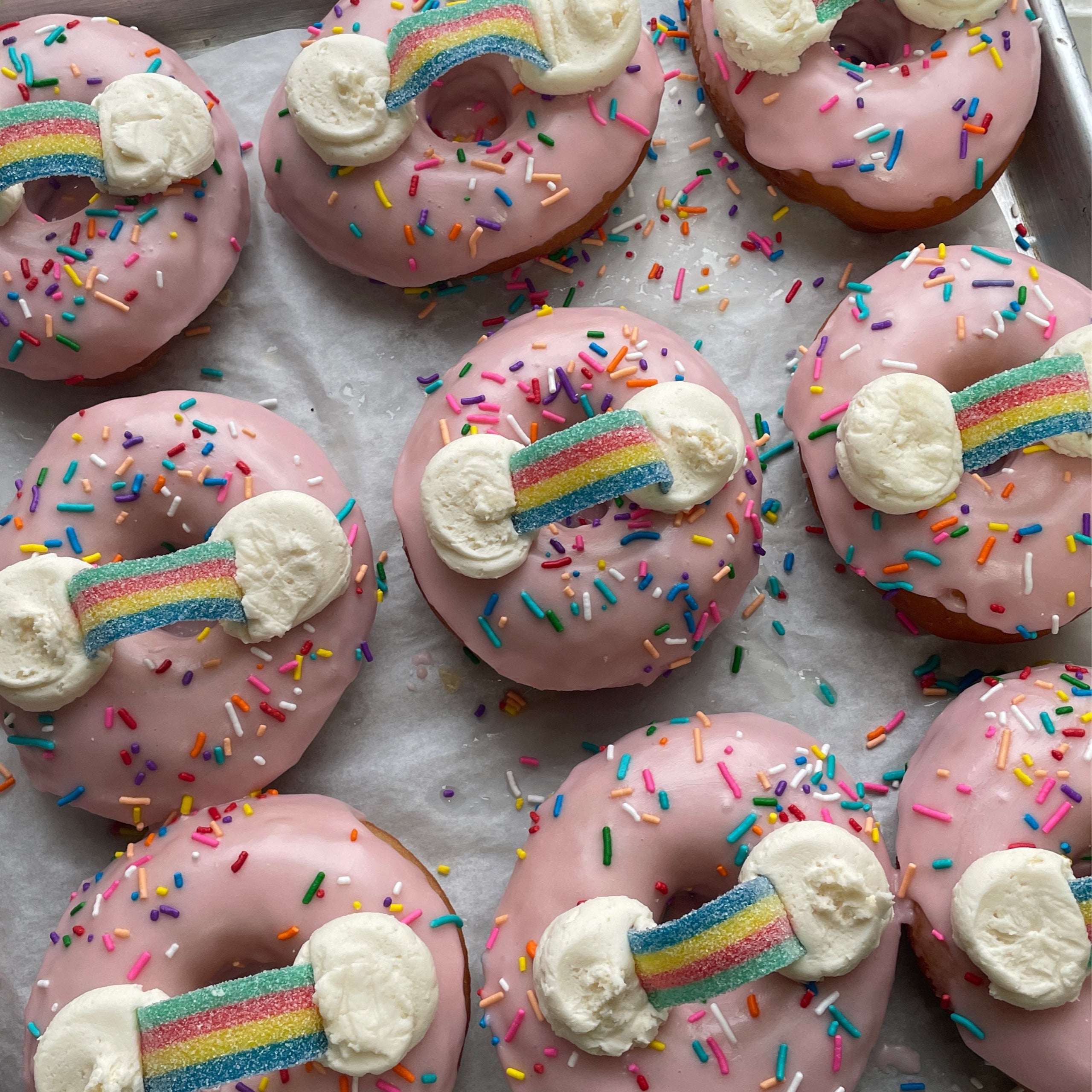 Vanilla Rainbow Donut Yellow Rose Vegan Bakery & Cafe